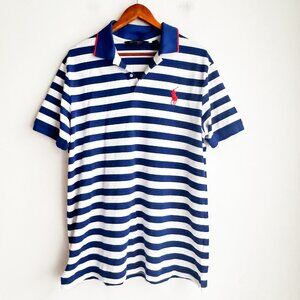 Polo GOLF Ralph Lauren Blue White Stripe Polo Golf Shirt XL